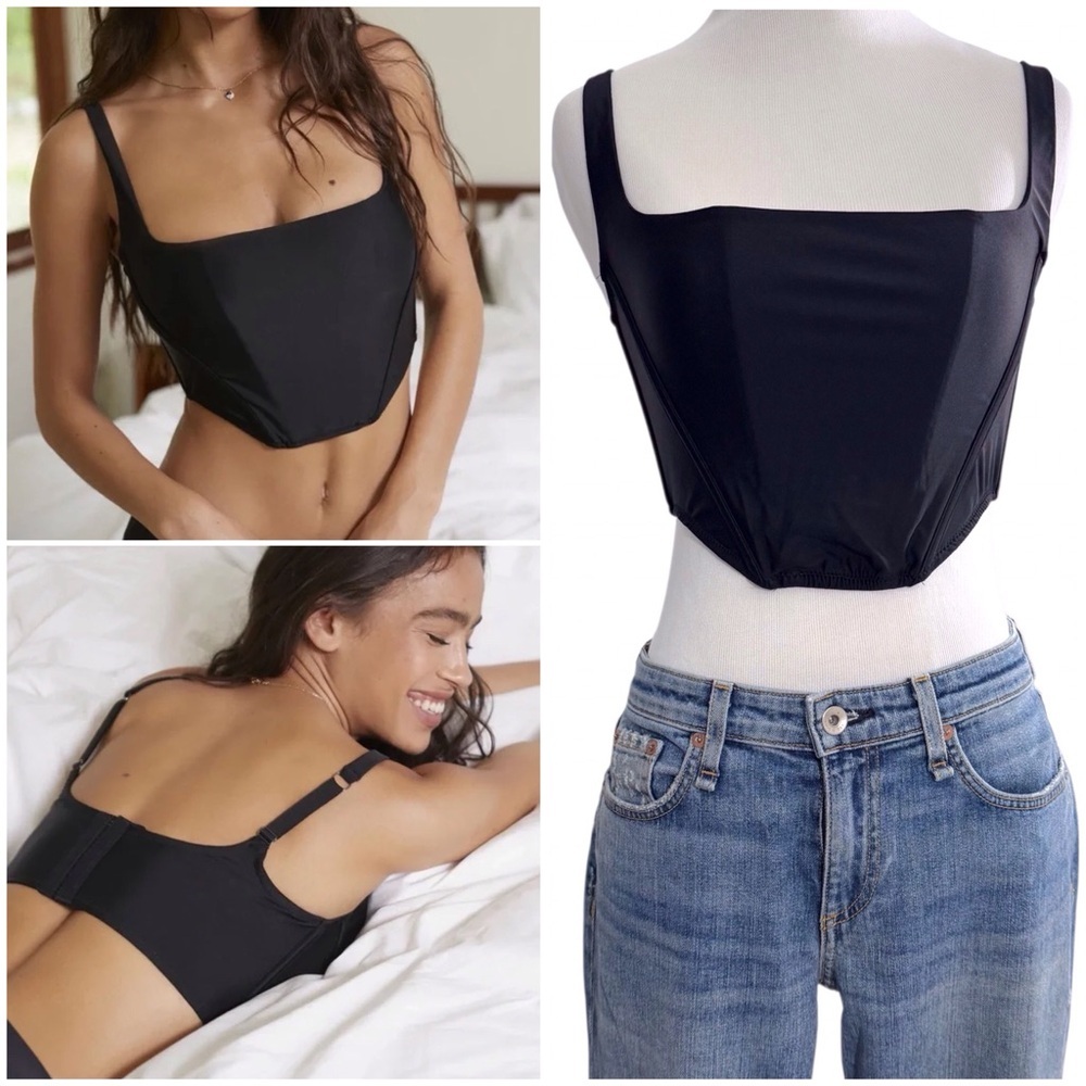 Urban Outfitters Out From Under Lovestruck Micro Corset in Black Size Small